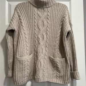 Abercrombie & Fitch Taupe Cable Knit Turtleneck Sweater